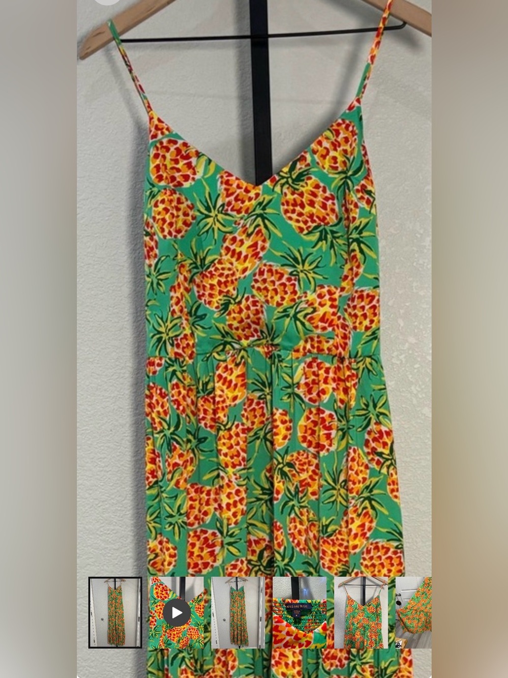 Skies Are Blue Pineapple Print Maxi Dress - Green & Orange